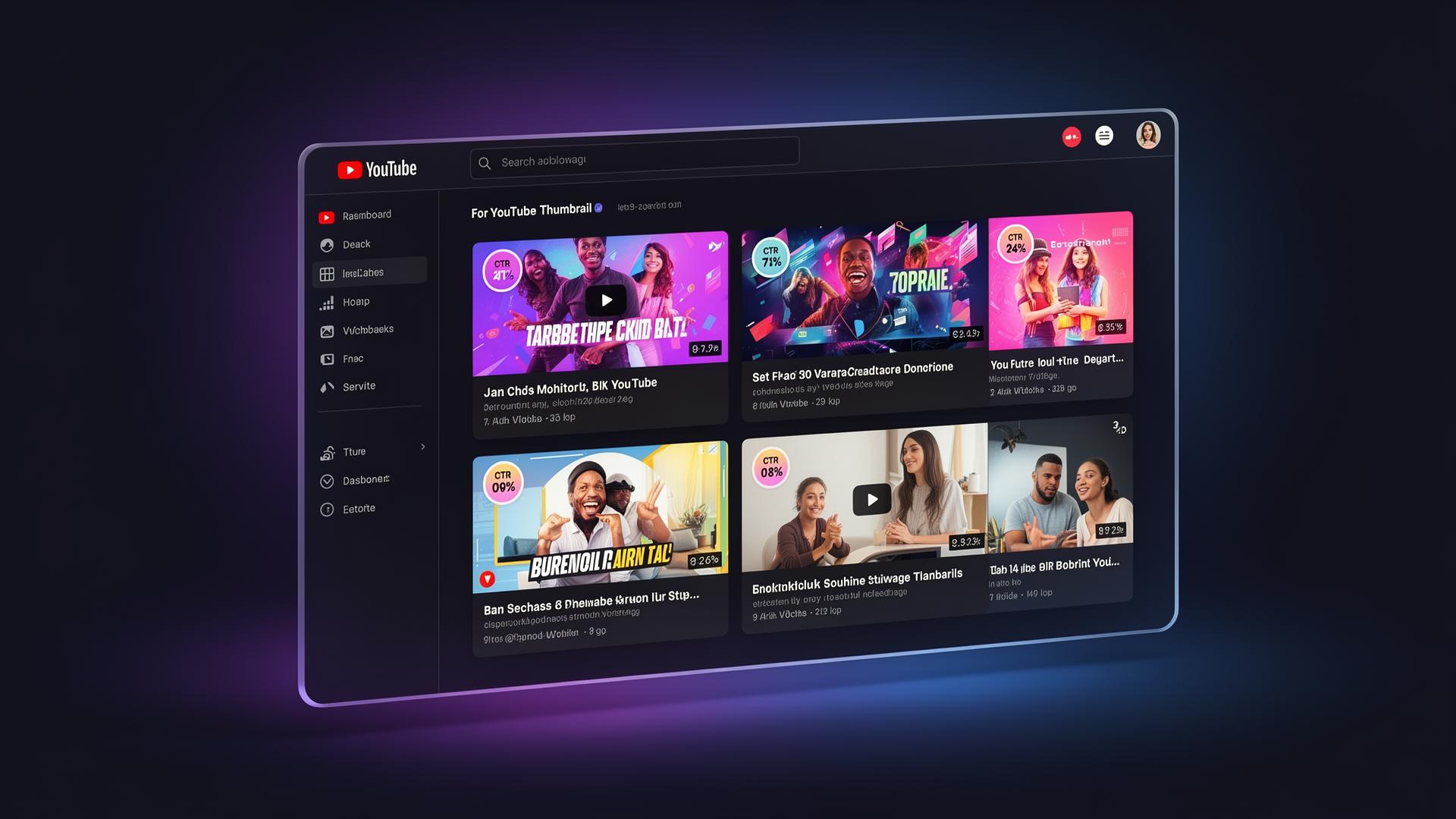 ThumbOS dashboard com thumbnails geradas por IA